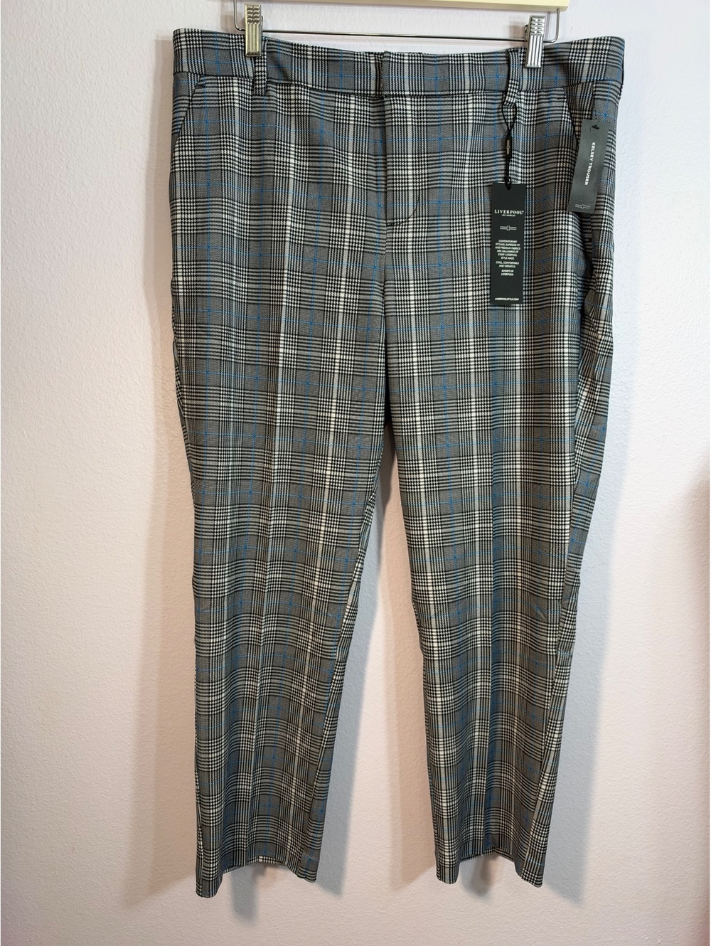 Liverpool Kelsey Trouser Blue Topaz Plaid Petite 16/33 - Picture 1 of 14